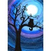 Schlussverkauf Traum Karikatur Mond Katze Baum 5d Diamond Painting /Diamant Malerei Set VM9421