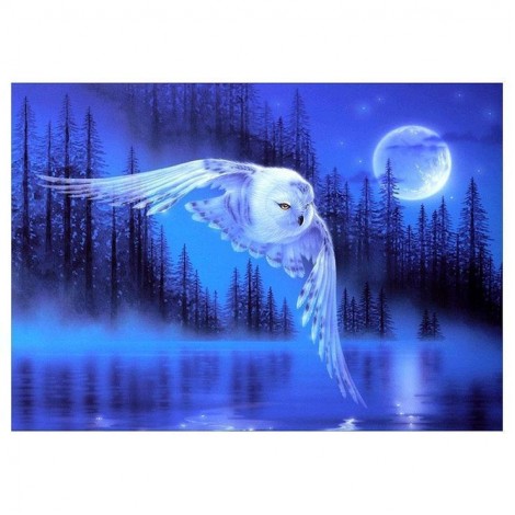 Fantasie Stoer Blauw Eule Fliegende Diamond Painting /Diamant Malerei Set AF9252