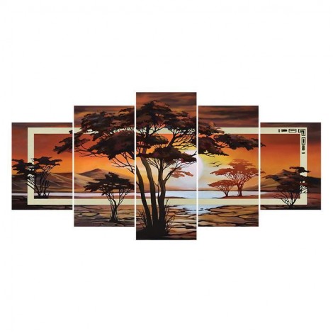 Große Größe Multi Panel Natur Baum 5D Mozaïek Diamond Painting /Diamant Malerei Set QB9017
