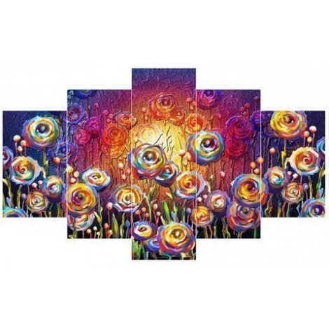 Multi Panel Blume Kreuzstich 5D Voll Strasssteine Diamond Painting /Diamant Malerei Set QB8068