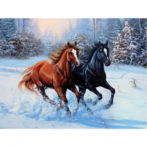 Schlussverkauf Winter Tiere Pferd Patroon 5d Diamond Painting /Diamant Malerei Set VM70231