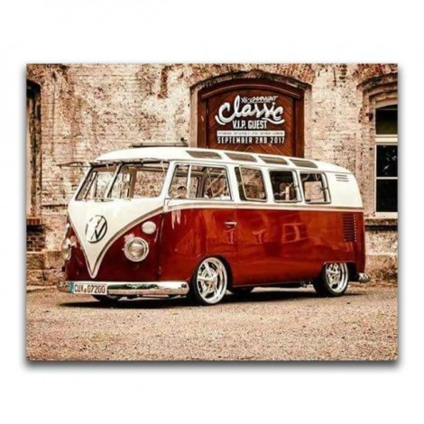 2019 Neuankömmling Schlussverkauf Rote Bus 5d Diamond Mozaïek Painting VM2048