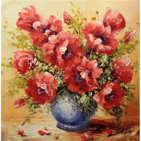 2019 Ölgemälde Stile Mooi Rote Blume 5d Diamond Painting /Diamant Malerei Stickerei & ating VM1980
