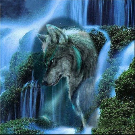 2019 Traum Lonely Wolf Wasser Vallen 5d Diamond Kreuzstich Muur VM1038