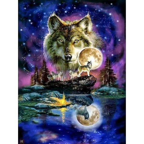 2019 Traum Kleurrijk Besondere Wolf 5d Diamond Painting /Diamant Malerei Set VM7806