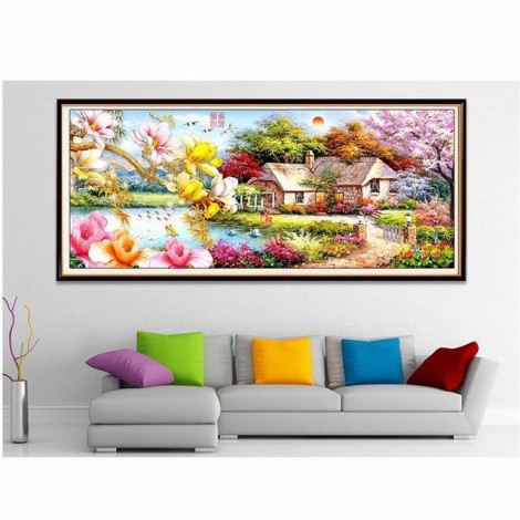 2019 Landschap Große Größe Eckig Strasssteine Muur 5d Diamond Painting /Diamant Malerei Set VM4129