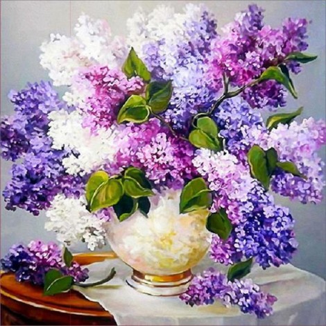 Besondere Eckig Strasssteine Rosa En Lavendel Blume 5d Diamond Painting /Diamant Malerei Set VM3565